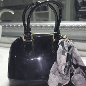 Betsey Johnson Black Satchel with Floral Scarf